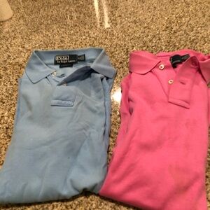 (2) Polo by Ralph Lauren Men’s Polo Shirts in Blue and Pink Size Small